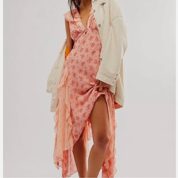 Free People Joaquin Maxi Dress in Peach NWT XL - Picture 3 of 5